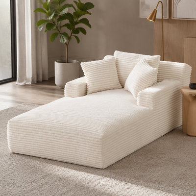Très grande chaise longue d'intérieur, canapé rembourré en velours côtelé moderne, aucun assemblage requis, canapé-lit confortable pour le salon, le bureau