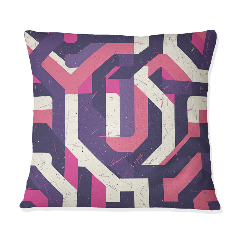 Coussin rose Mid-Century Maze Dream I - Mid-Century, H 18 po x l 18 po