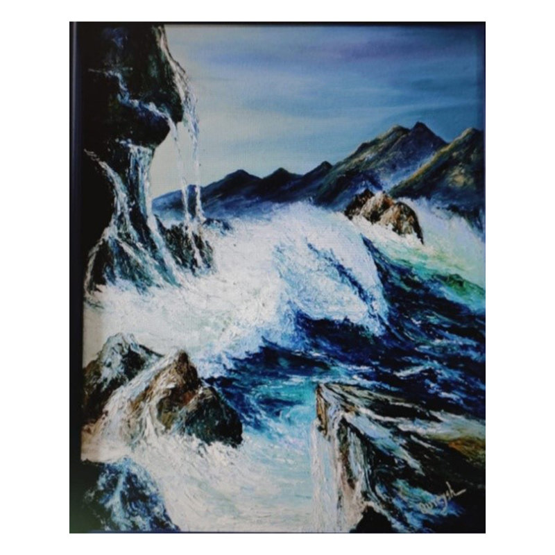 Mer orageuse | Huile sur toile | Par Qureysh Basrai | Décoration murale