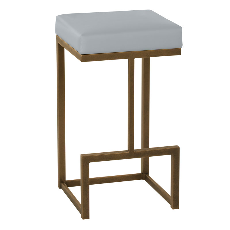 Brenda Darwen Upholstered Stool in Hand Powder Painted Finish, Bar Stool (30" Seat Height), Licorice Black, Sable Onyx