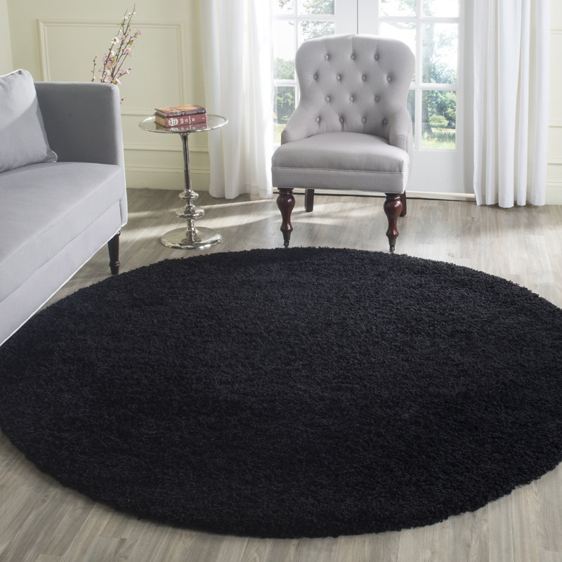 Sgl-Demi-Leigh Shag Performance Solid Color Rug, Round 3'