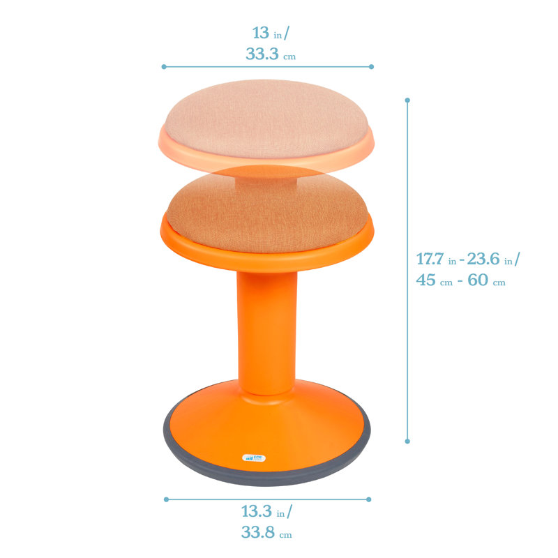 Adjustable Height Orange Wobble Stool with Non-Slip Seat