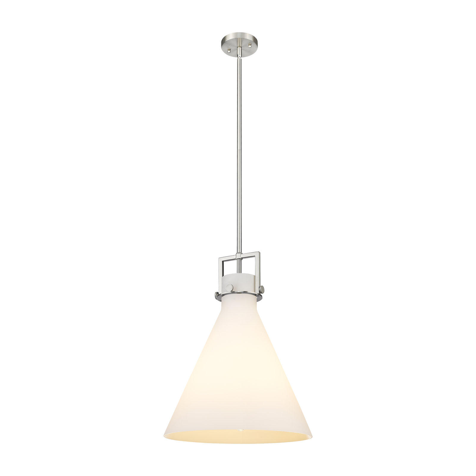 Coterie Single Light Glass Dimmable Pendant, Matte White, 20.38" H x 16" W x 16" D, Satin Nickel