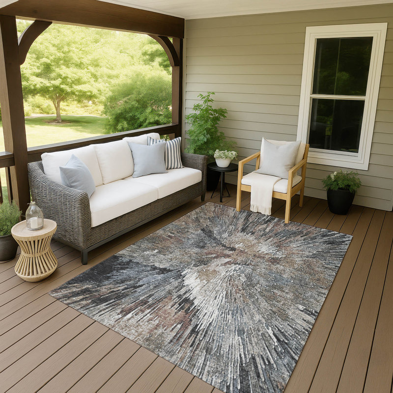 Machine Washable Indoor/Outdoor Pablo ACN2283 Abstract Rug, Rectangulaire 8 pi x 10 pi