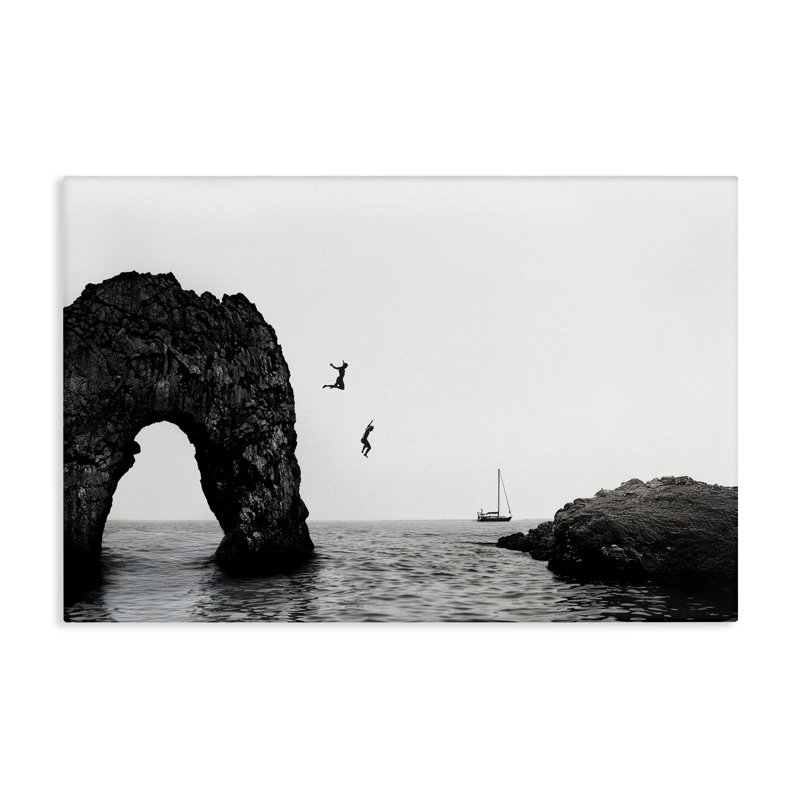 Falaise sautant dans une toile de mer, design par Sissi et Seb, H 24 po x l 36 po