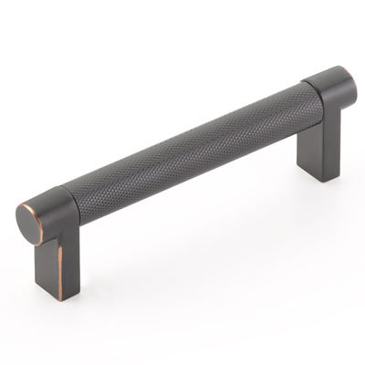 Emtek Select Cabinet Pull w/ Rectangular Stem & Knurled Bar, Oil Rubbed Bronze, 4" Center to Center