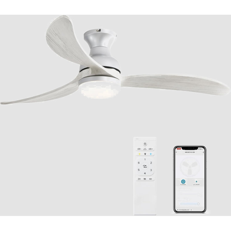 Ventilateur de plafond 52 po avec lumières DEL Dantel, Argent, Gris