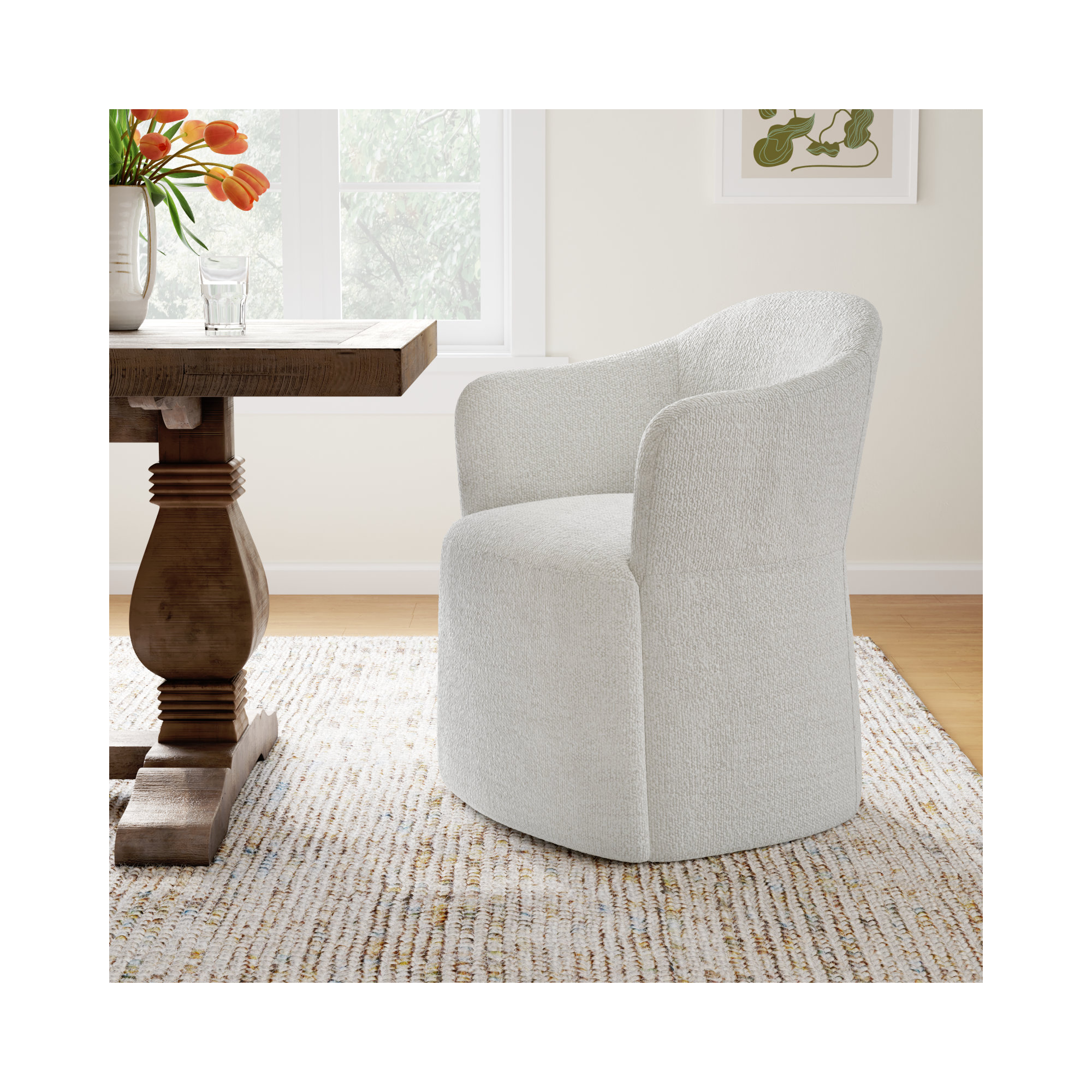 Janina Upholstered Arm Chair, Merino Pearl