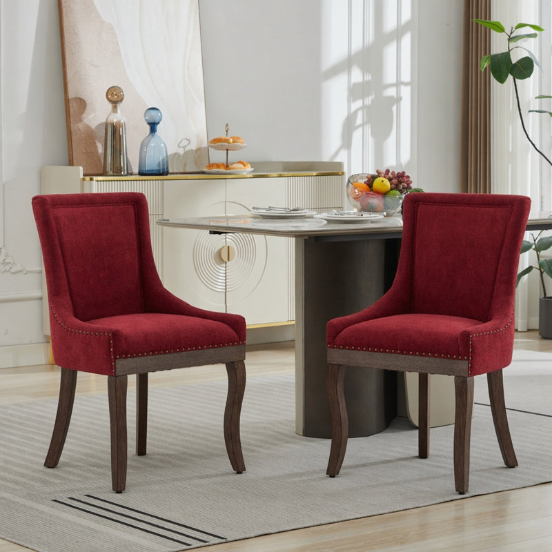 Chaise de salle à manger en tissu épaissi (ensemble de 2), Bourgogne