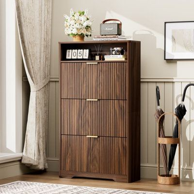 Armoire de rangement pour chaussures autoportante avec 3 tiroirs rabattables pour le vestibule