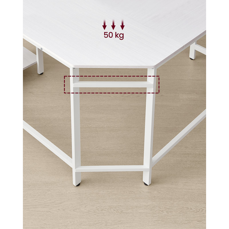 Devault L-Shaped Metal Base Writing Desk, White