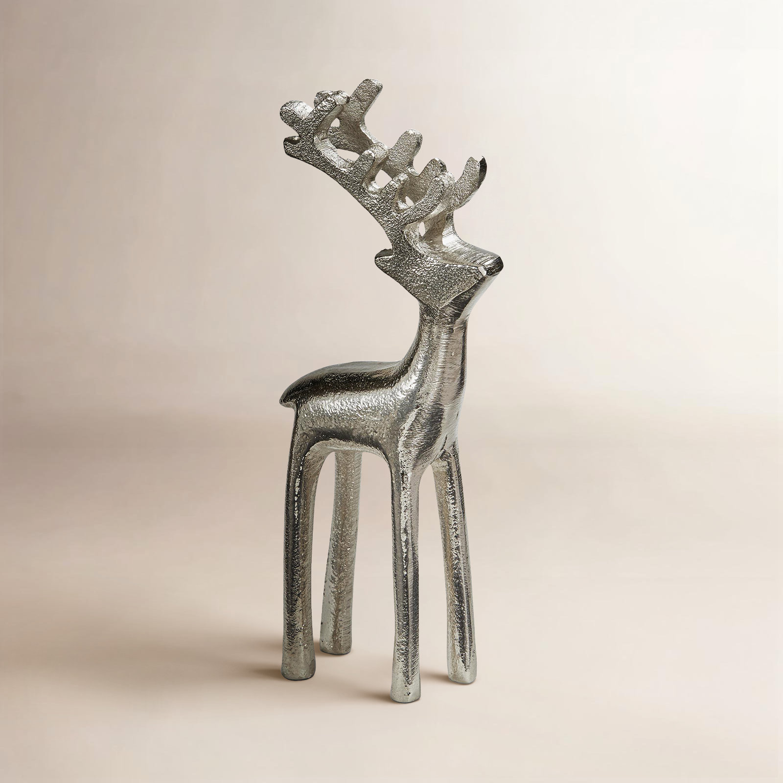 Large Reindeer Silhouette Figurine, Silver
