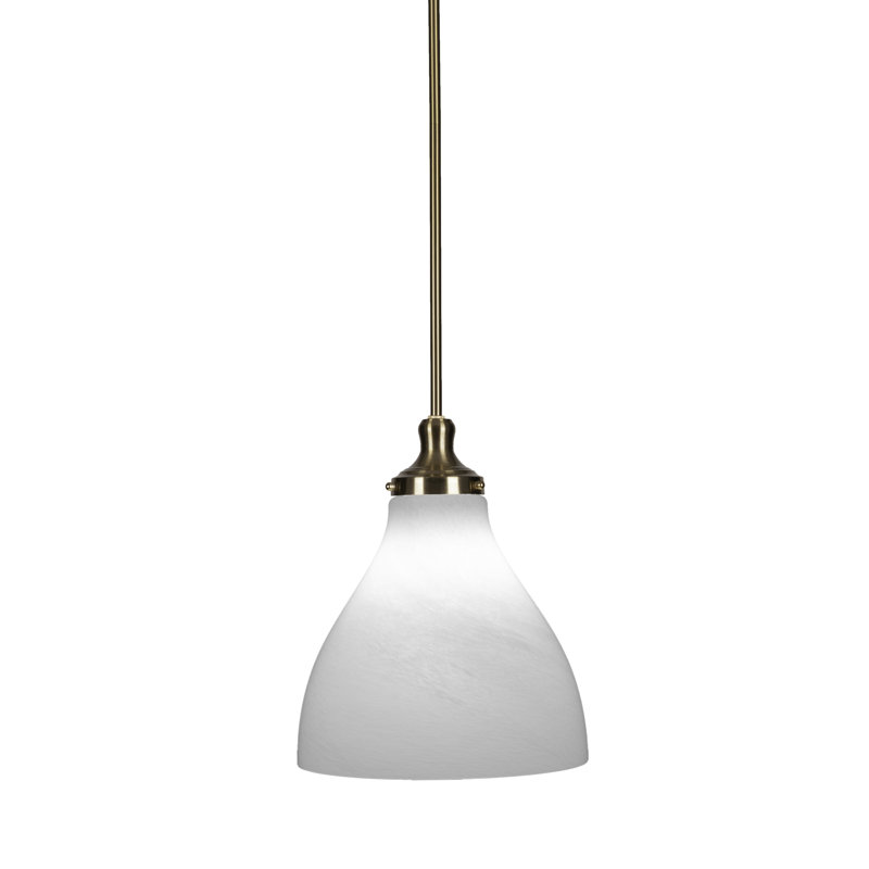 Luminaire suspendu à tige avec verre 11,75 po Juno, Gelé, Laiton New Age