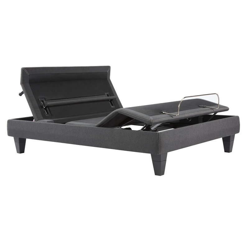 Black Upholstered Adjustable King Bed Base with Headboard