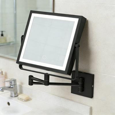 Rechargeable Double-Sided Magnifying Mirror，1X/7X Magnifying Wall Mounted Lighted Makeup Mirror,360 Swivel，Wall Mounted Bathroom Makeup Mirror With Light