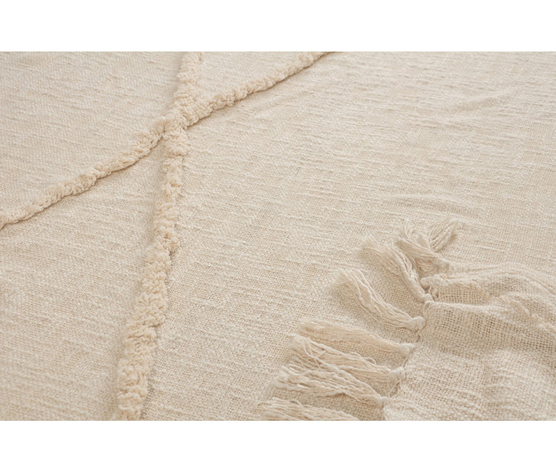 Jeté en coton tissé crème, Crème, crème