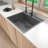Sinber 25" x 22" Drop In Single Bowl Kitchen Sink with 18 Gauge 304 Stainless Steel Black Finish