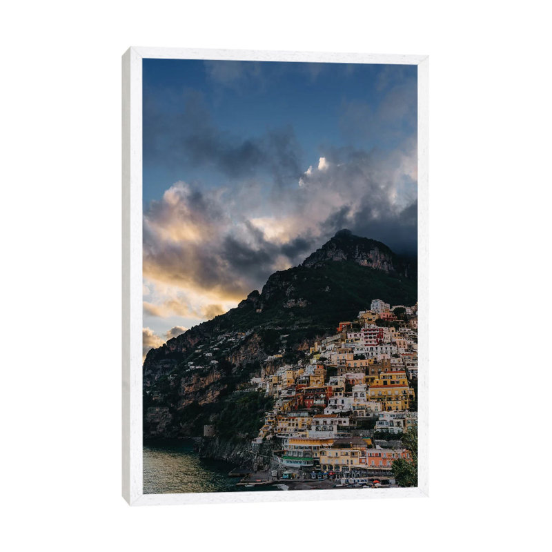 Positano Sunset V 1 Piece Wall Art on Canvas, 101.6cm H x 66.04cm W x 3.81cm D, White Framed