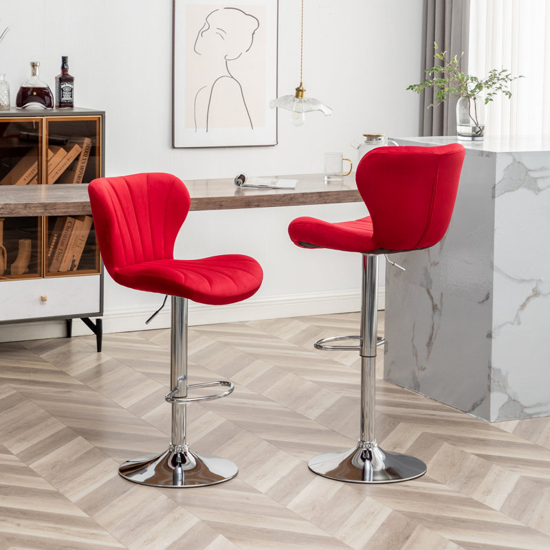 Ensemble de 2 tabourets pivotants réglables Ellston, Rouge