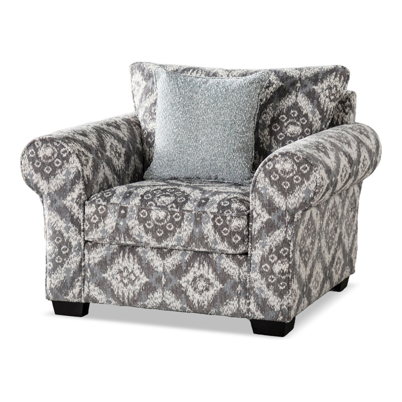 Fauteuil Dunster, Tissu gris / blanc