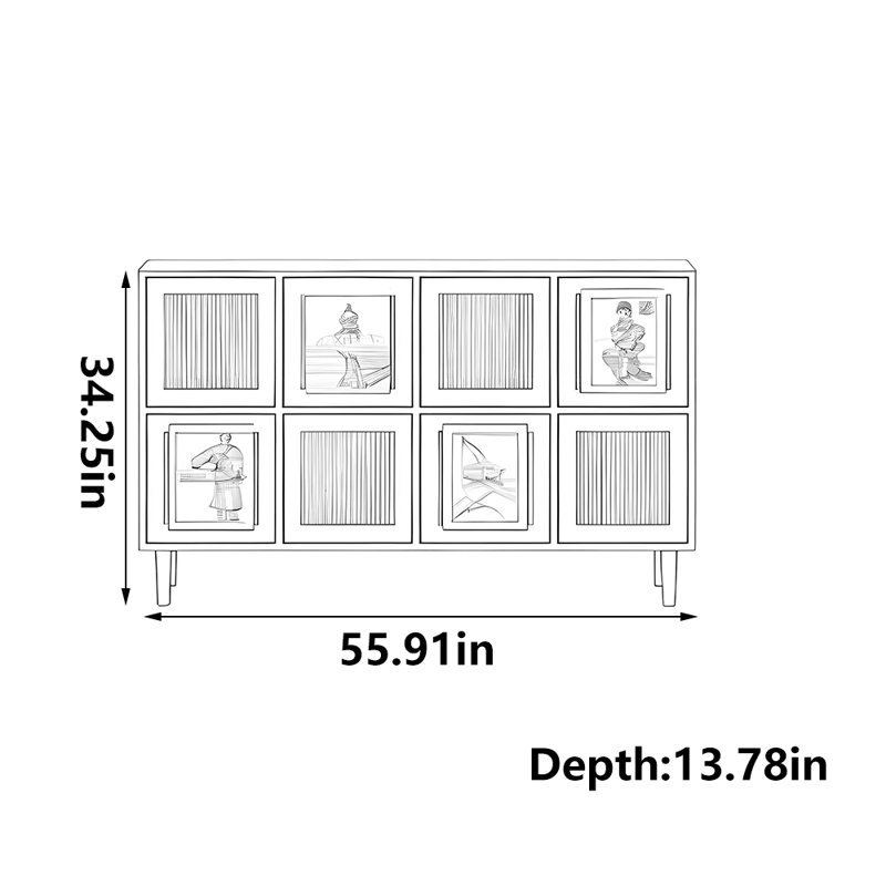 Bibliothèque populaire, 34.25"H x 55.91"W x 13.78"D