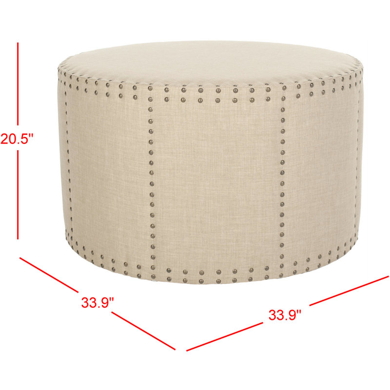 Repose-pieds de cocktail rond 33,9 po Caydee, Light Beige