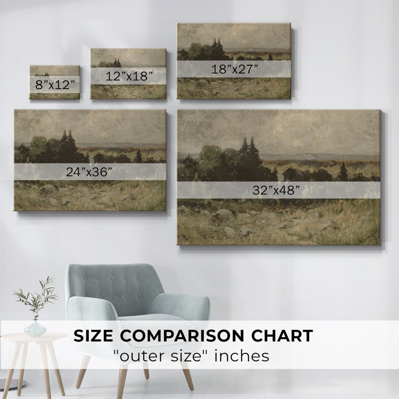 Paysage rétro - DCCCXXVI - Toile tendue avec châssis, H 41 po x l 61 po x P 1,5 po, Toile tendue