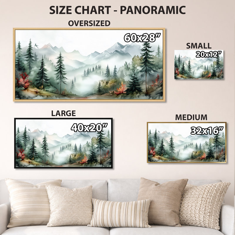 «Green Green Ink Drift Forest Highlands I», impressions sur toile Moody, art mural encadré serein, H 12 po x l 20 po