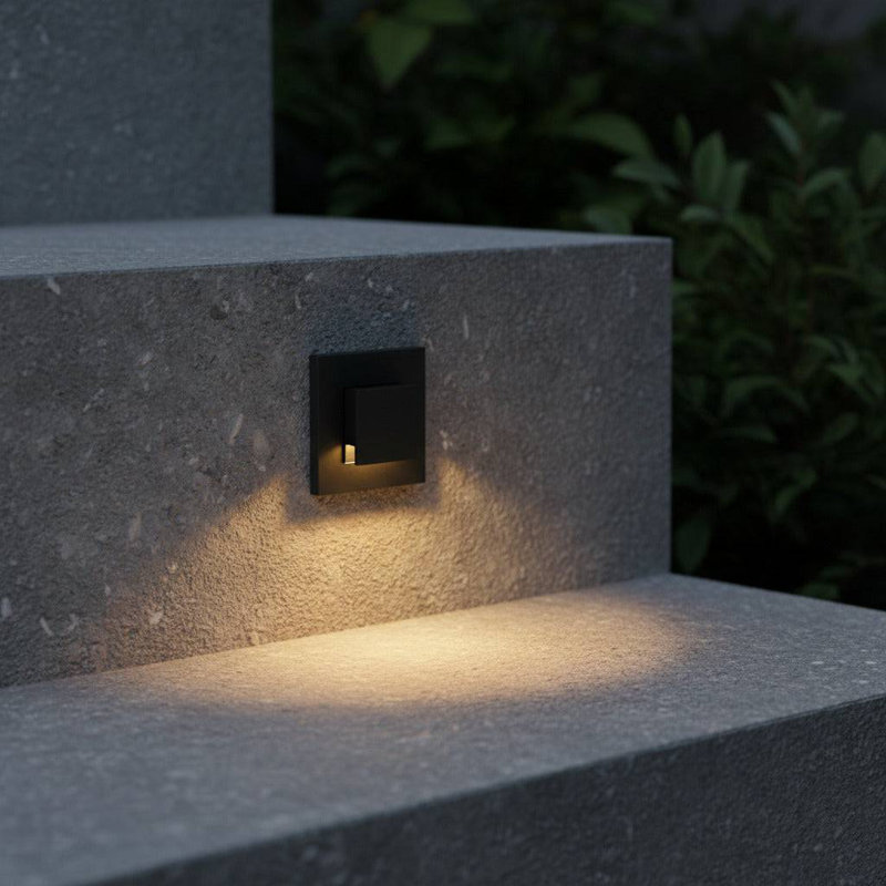 UltraBeam 3 Watt Square Recessed Black Exterior Stair Light - IP65 Waterproof