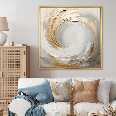 Gold And White Soft Wave Vortex III - Abstract Spirals Wall Art