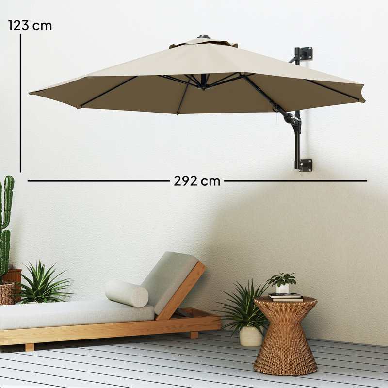 292cm Wall Mount Parasol, Khaki