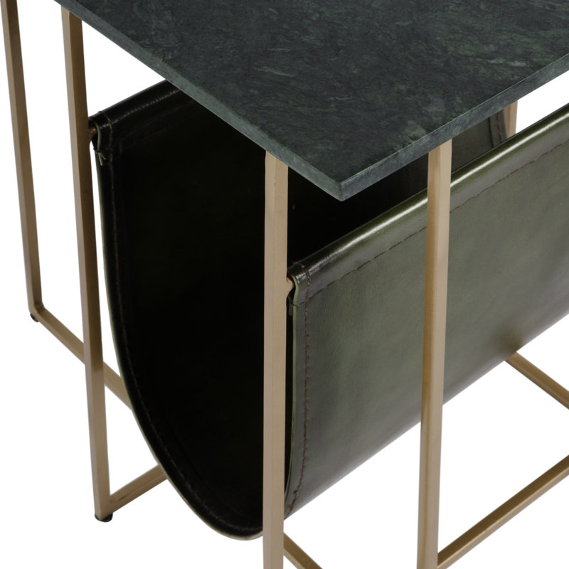 Stephanik Marble & Leather Magazine Side Table, Green