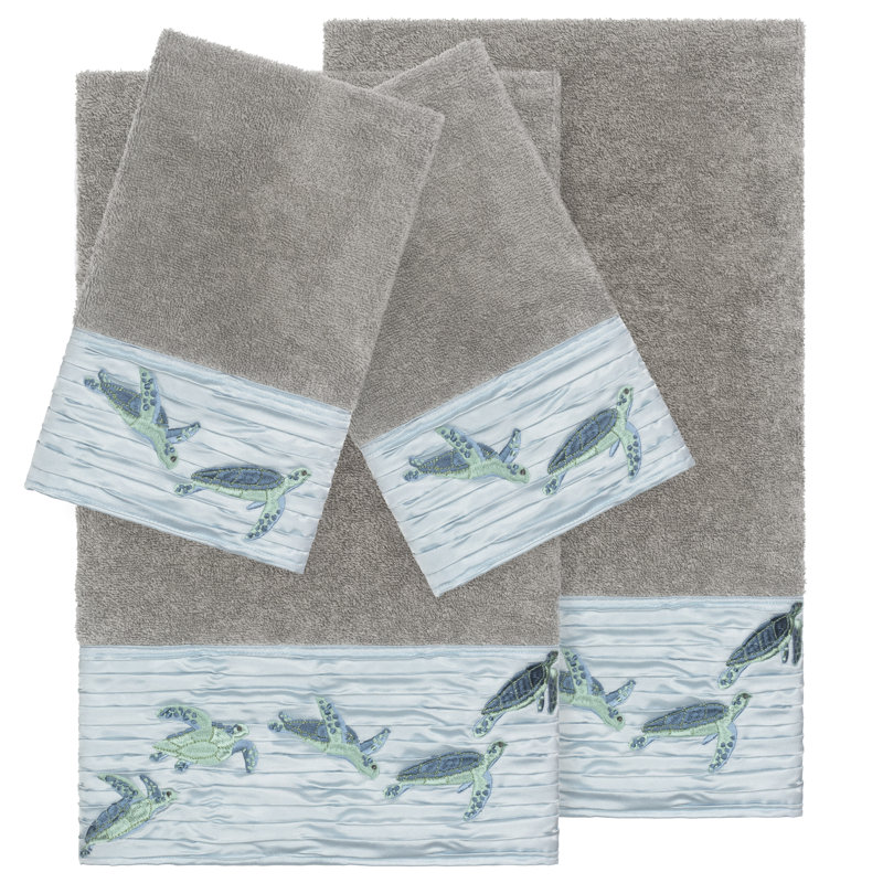 Ensemble de serviettes en coton turc 4 pièces Mia, Gris foncé