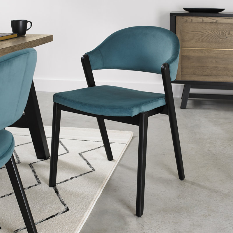 Kostka 49cm H Polyester Blend Upholstered Upholstered Back Side Chair, Azure