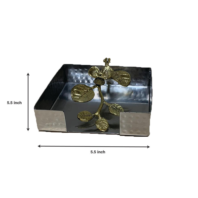 Stainless Steel Napkin Holder with Orchid Swing Arm for Christmas Table Decor and Everyday Dining Use