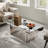 Luxury Rectangular Mirror Coffee Table With Fluted Tempered Glass And Rounded Edges