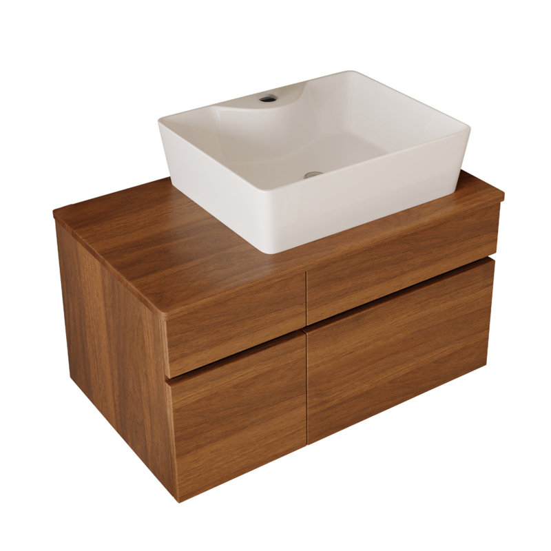 31.5-inch Floating Single-person Compact Bathroom Vanity With Sink, Soft-close Drawers, Walnut
