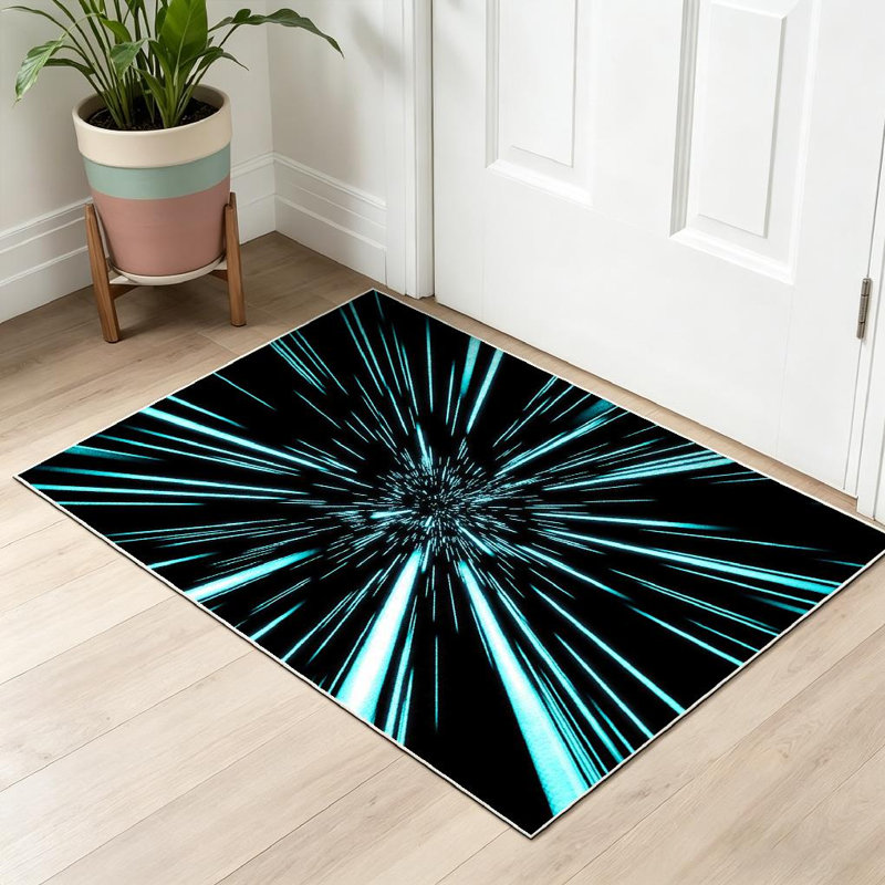 Tapis noir à volants profonds noir, Rectangle 32 po x 47 po