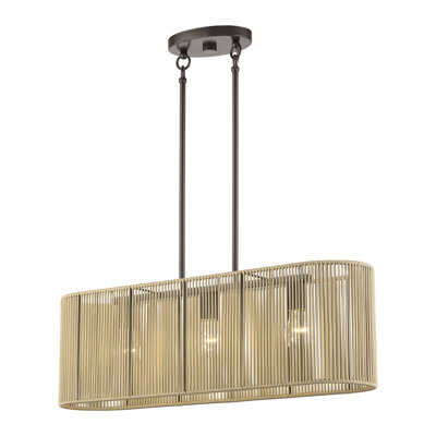 Goldiemesh 3 Light English Bronze Medium Linear Chandelier