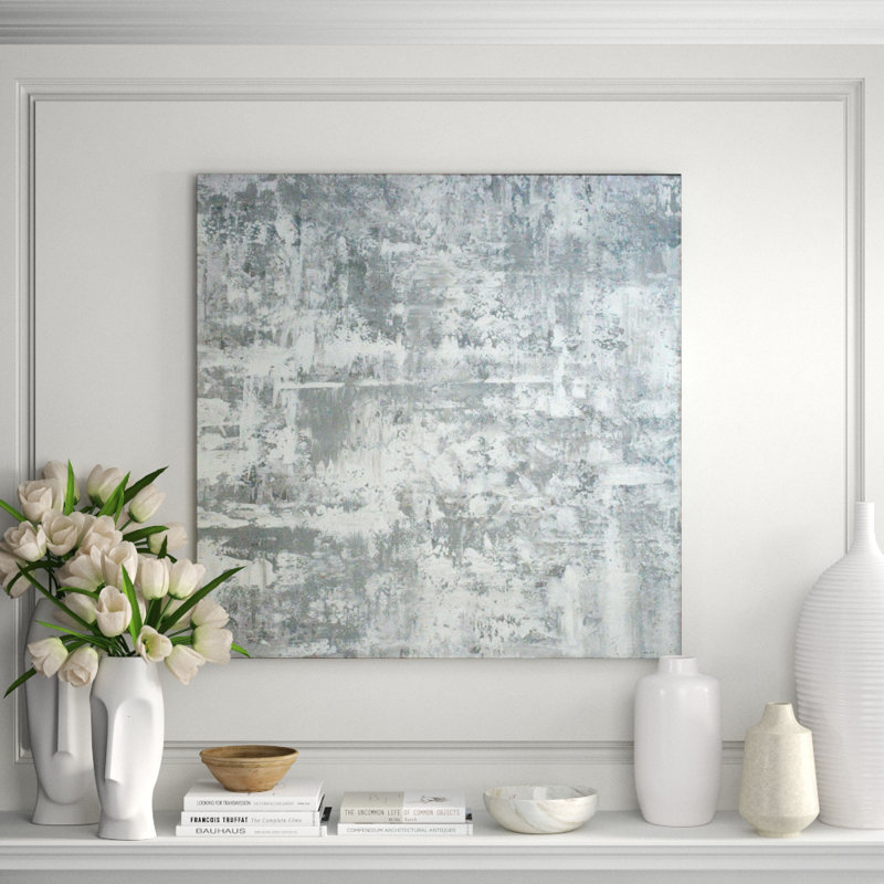 White Rain - Artist Enhanced Canvas Print, 20" H x 20" W x 1.75" D, White Framed Canvas