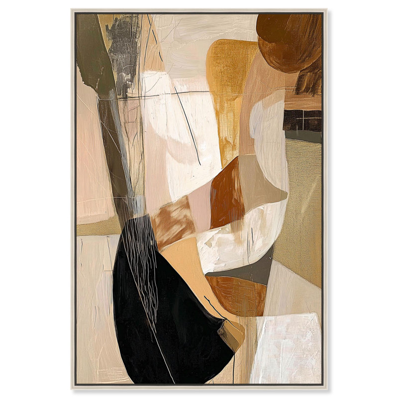 Toile tactile profondeur II par Art Remedy, Noir, H 16 po x l 11 po, Cadre flottant