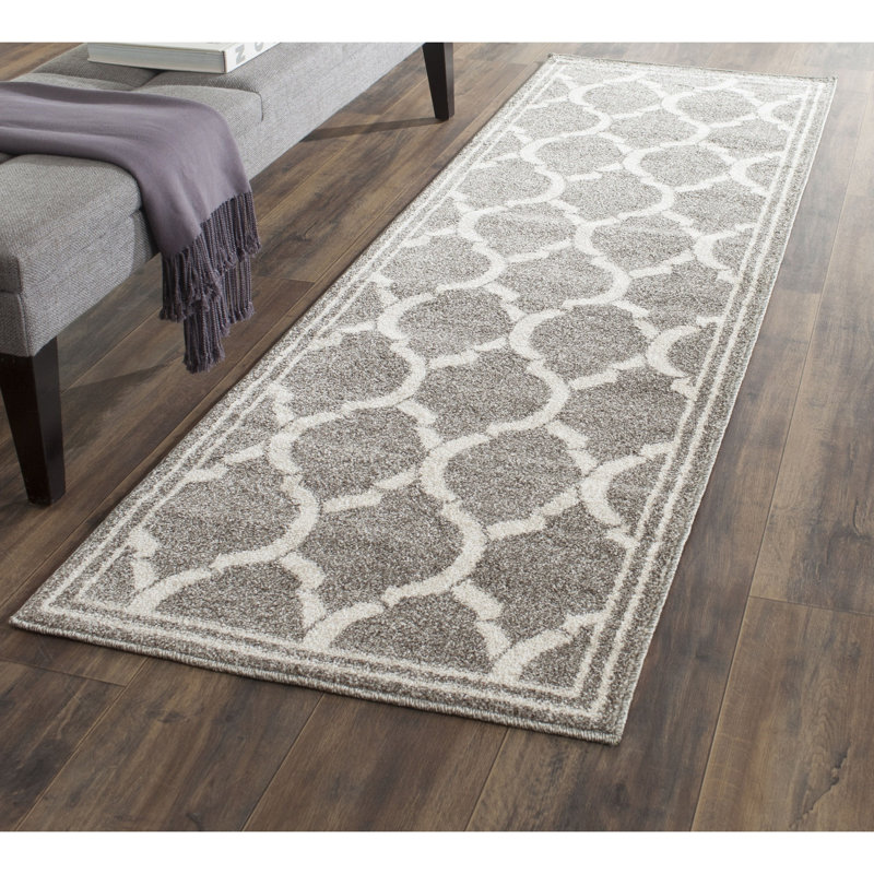 Ammundsen Geometric Dark Gray/Beige Area Rug, Runner 2'3" x 9'