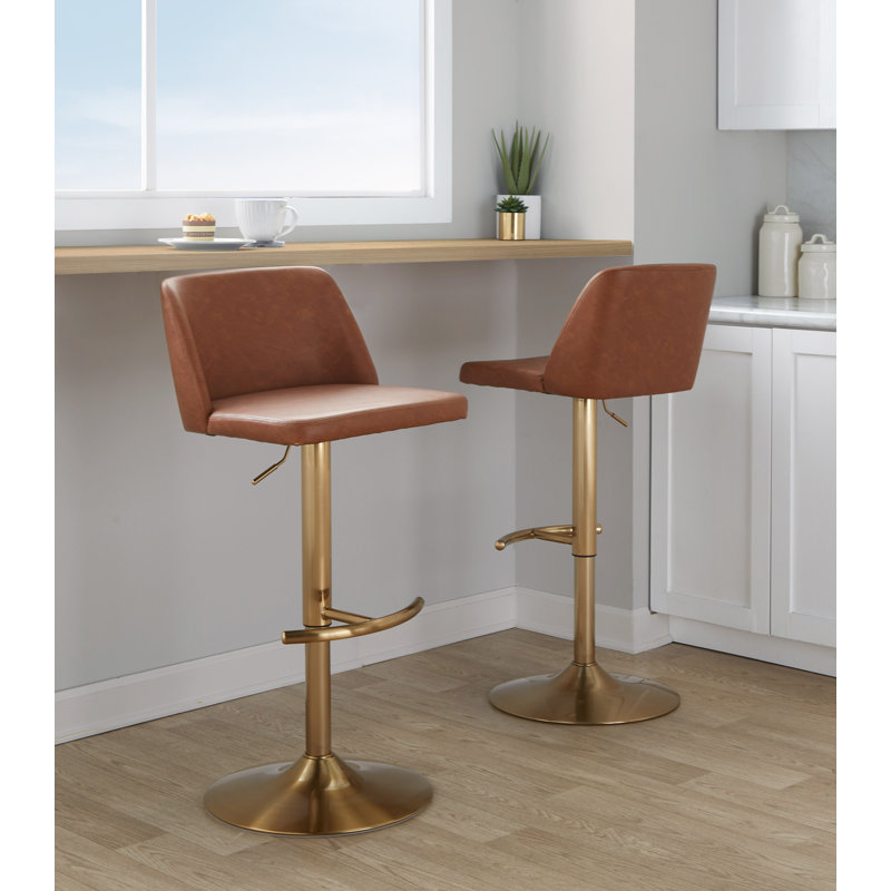 Ensemble de 2 tabourets de bar Toriano, Chameau, Gold