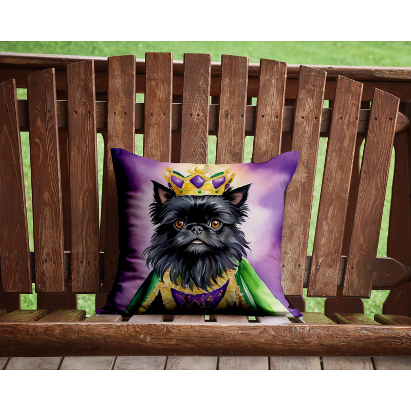 King of Mardi Gras Throw Pillow, Affenpinscher, Square 14"