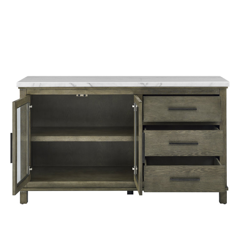 Buffet Hallowell, Blanc / bois flottant