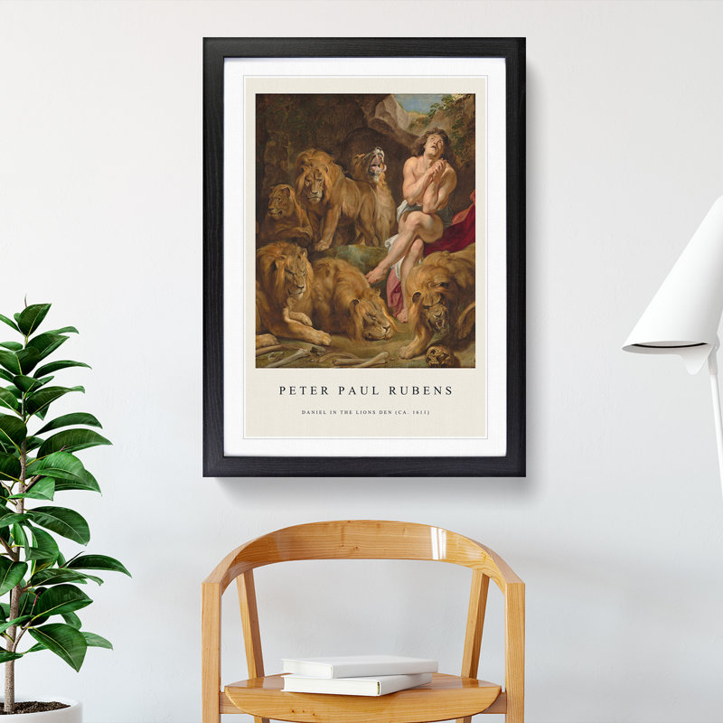 Daniel In The Lions' Den by Peter Paul Rubens - Single Picture Frame Print, Black Framed, 36cm H x 27cm W x 2cm D