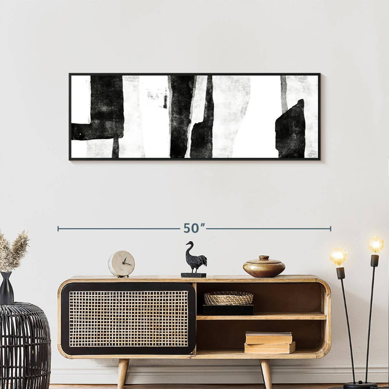 White To Black Wildman II, 46" X 16", Floating Frame Black