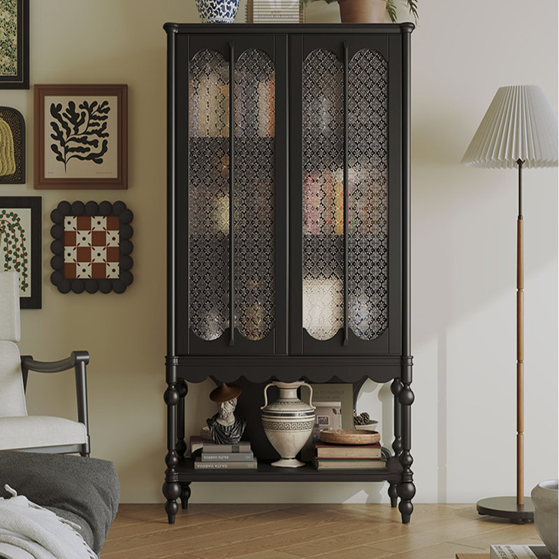 Bibliothèque française de style rétro, (4 tablettes) H 74,02 po x l 34,65 po x P 15,75 po, Noir, noir, noir, noir