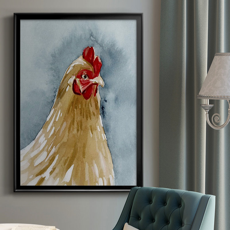 Portrait de poulet II - reproduction d'un seul cadre photo, Noir, H 24,5 po x l 18,5 po x P 1,25 po