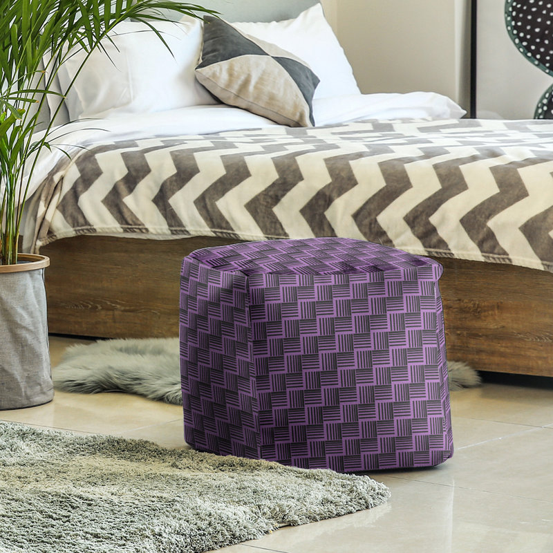 Repose-pieds cubique à rayures classic basketweave, Noir / Violet